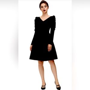 SCARLETT DARKNESS PUFF-SLEEVE DRESS